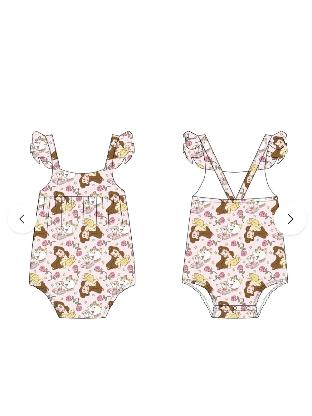 Blush Lotus provincial petals disney belle princess bubble romper size 18-24